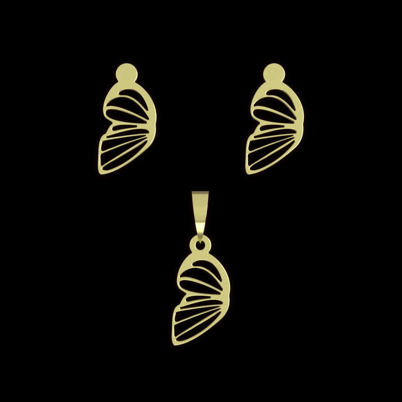 نیم ست طلا 18 عیار زنانه مدوپد مدل بال پروانه کد NA11092