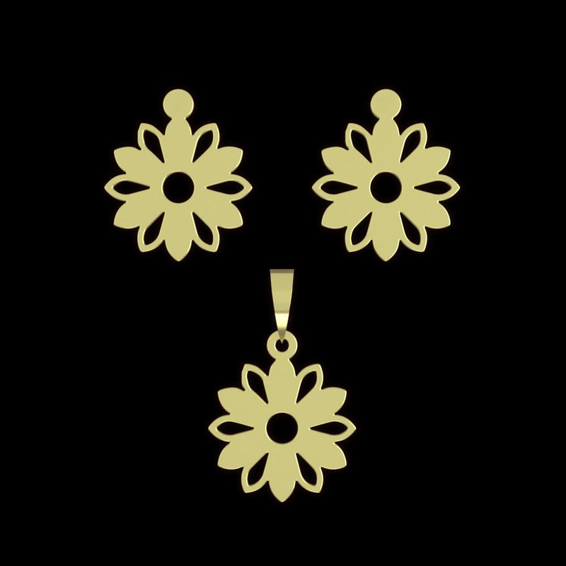 نیم ست طلا 18 عیار زنانه مدوپد مدل گل کد NA11096 نیم ست طلا 18 عیار زنانه مدوپد مدل گل کد NA11096