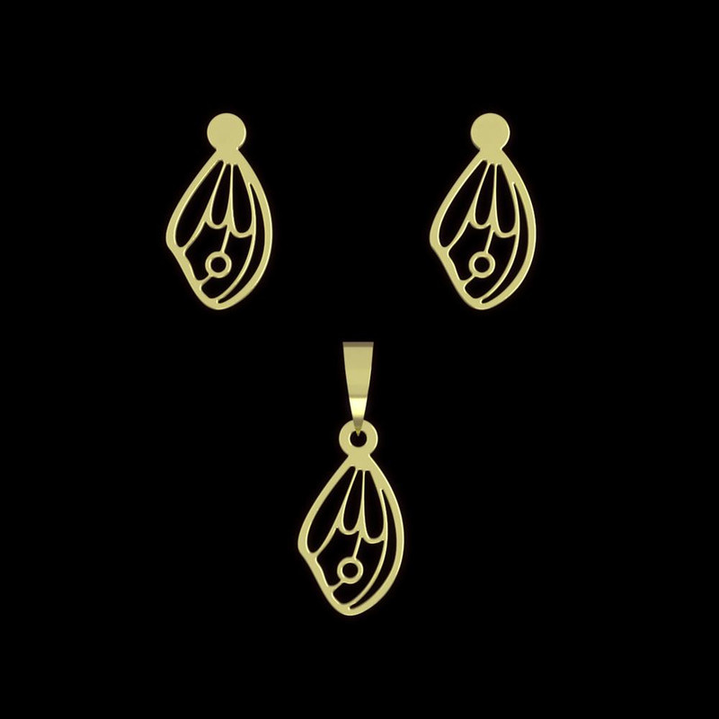 نیم ست طلا 18 عیار زنانه مدوپد مدل بال پروانه کد NA11111