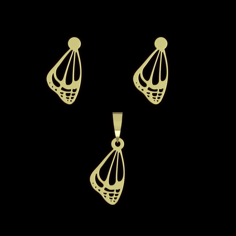 نیم ست طلا 18 عیار زنانه مدوپد مدل بال پروانه کد NA11133