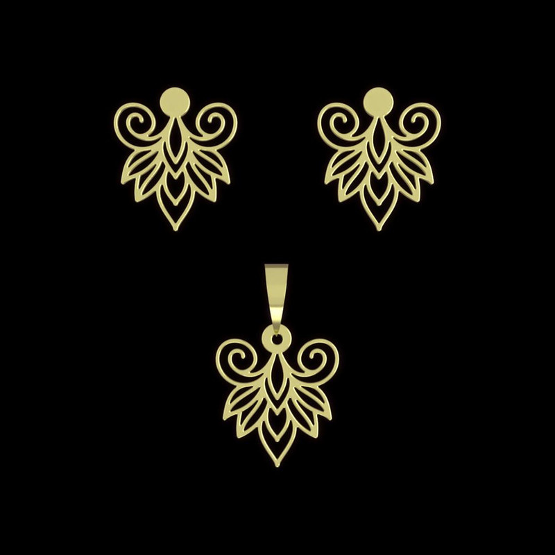 نیم ست طلا 18 عیار زنانه مدوپد مدل برگ کد NA11149