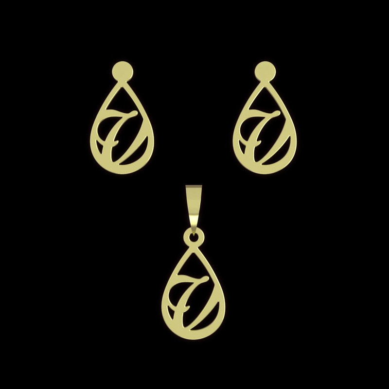 نیم ست طلا 18 عیار زنانه مدوپد مدل حرف v کد NA11245