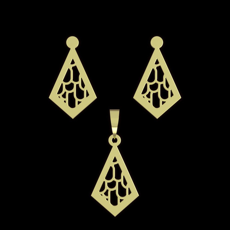 نیم ست طلا 18 عیار زنانه مدوپد مدل لوزی کد NA11290