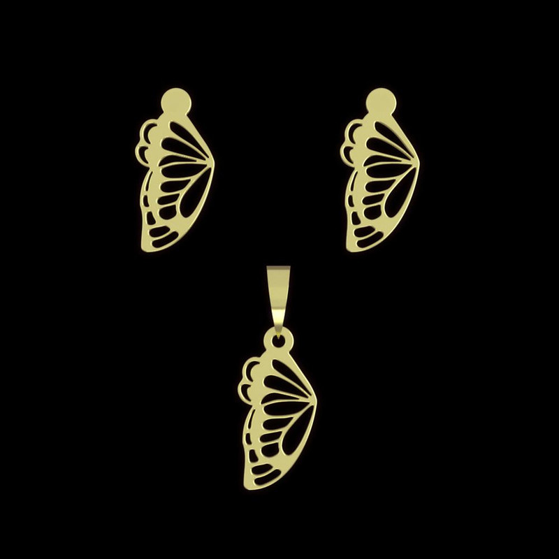 نیم ست طلا 18 عیار زنانه مدوپد مدل بال پروانه کد NA11301