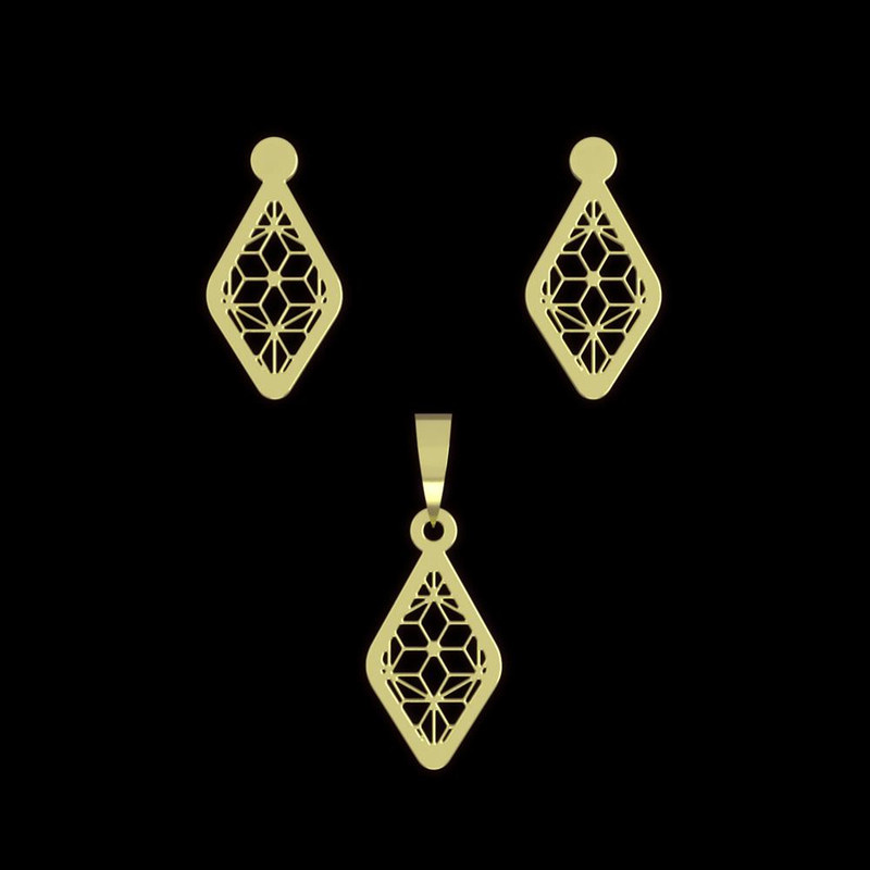 نیم ست طلا 18 عیار زنانه مدوپد مدل لوزی کد NA11328