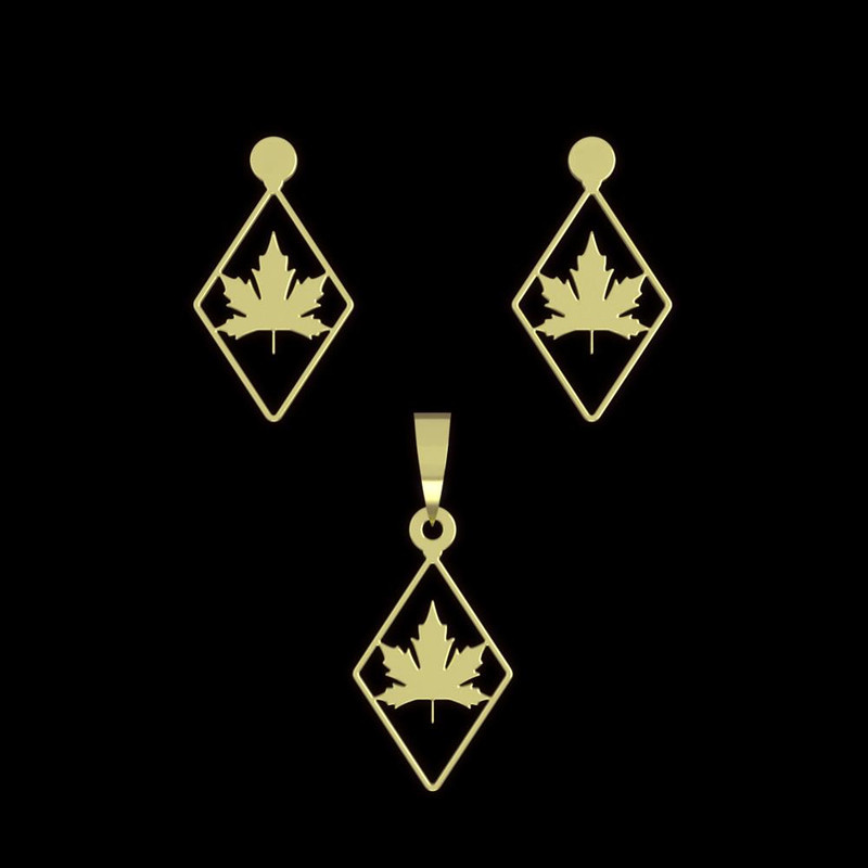 نیم ست طلا 18 عیار زنانه مدوپد مدل برگ کد NA11351