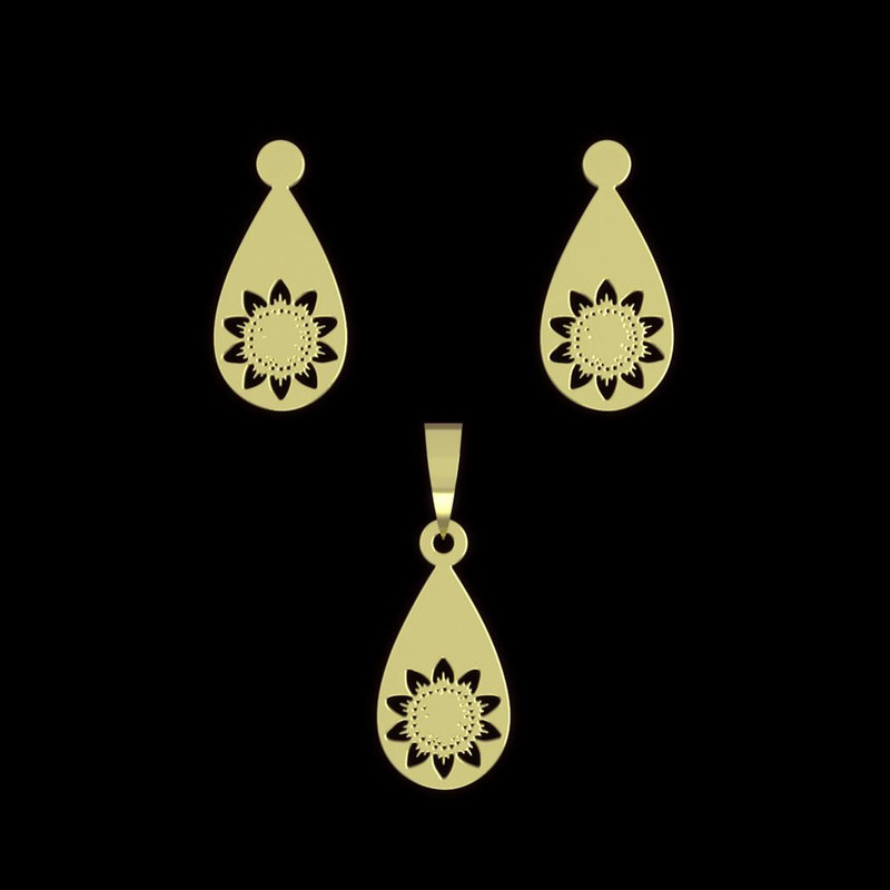 نیم ست طلا 18 عیار زنانه مدوپد مدل گل کد NA11437 نیم ست طلا 18 عیار زنانه مدوپد مدل گل کد NA11437