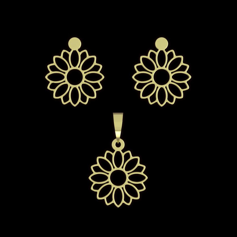 نیم ست طلا 18 عیار زنانه مدوپد مدل گل کد NA11441 نیم ست طلا 18 عیار زنانه مدوپد مدل گل کد NA11441