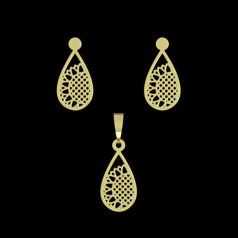 نیم ست طلا 18 عیار زنانه مدوپد مدل گل کد NA11458 نیم ست طلا 18 عیار زنانه مدوپد مدل گل کد NA11458