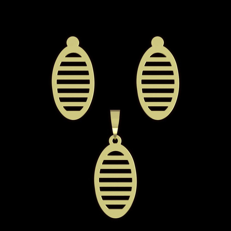 نیم ست طلا 18 عیار زنانه مدوپد مدل بیضی کد NA11488