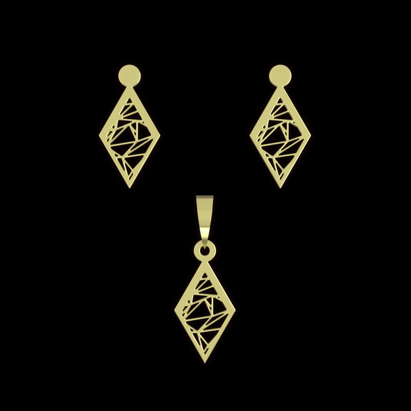 نیم ست طلا 18 عیار زنانه مدوپد مدل لوزی کد NA11510