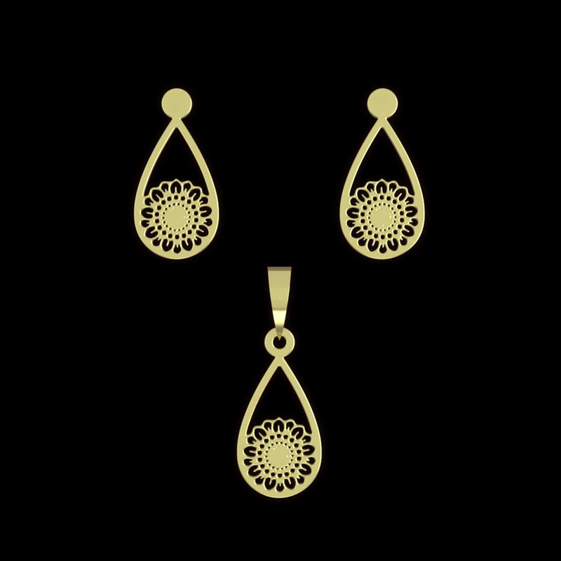 نیم ست طلا 18 عیار زنانه مدوپد مدل گل کد NA11521