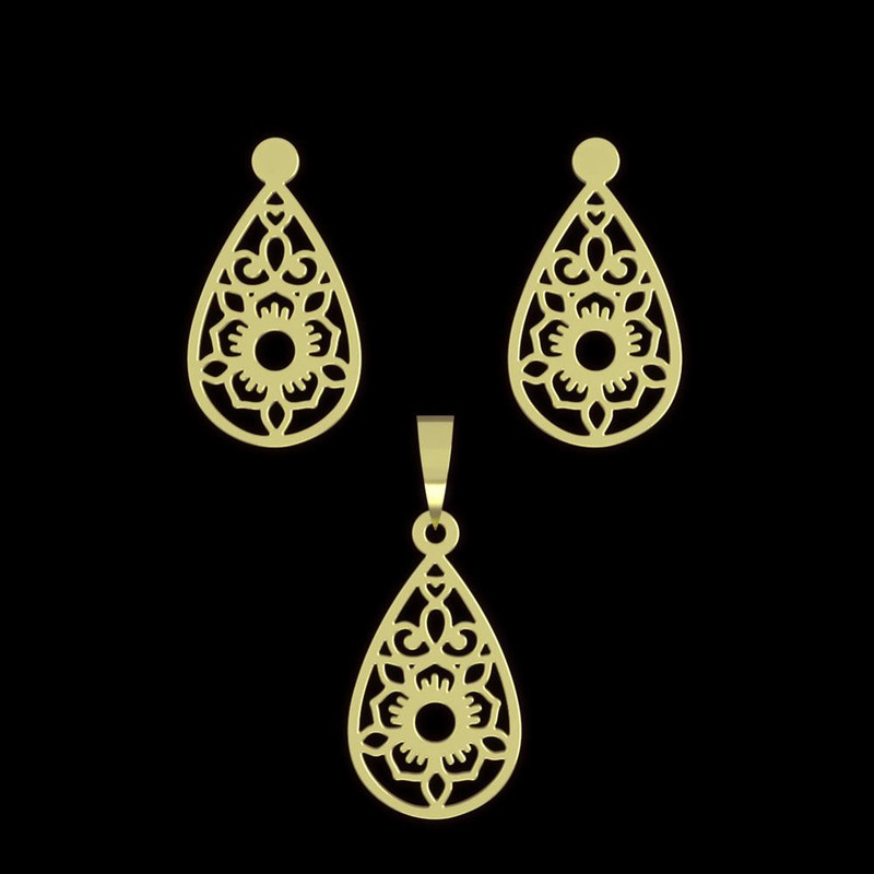 نیم ست طلا 18 عیار زنانه مدوپد مدل گل کد NA11524