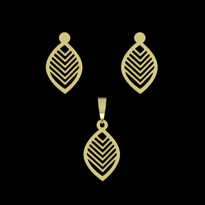 نیم ست طلا 18 عیار زنانه مدوپد مدل برگ کد NA11603