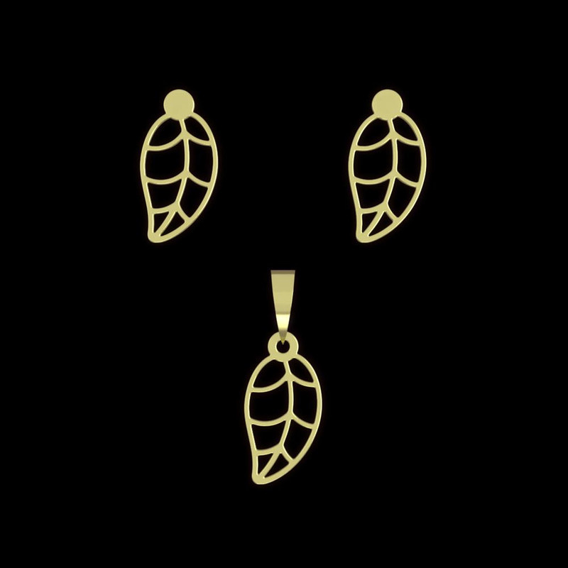 نیم ست طلا 18 عیار زنانه مدوپد مدل برگ کد NA11608