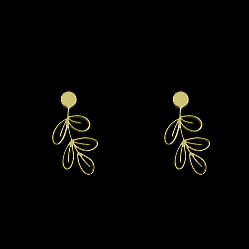 گوشواره طلا 18 عیار زنانه مدوپد مدل برگ کد GA1-10076