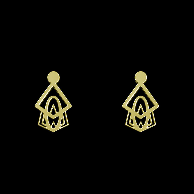 گوشواره طلا 18 عیار زنانه مدوپد مدل هندسی کد GA1-10133