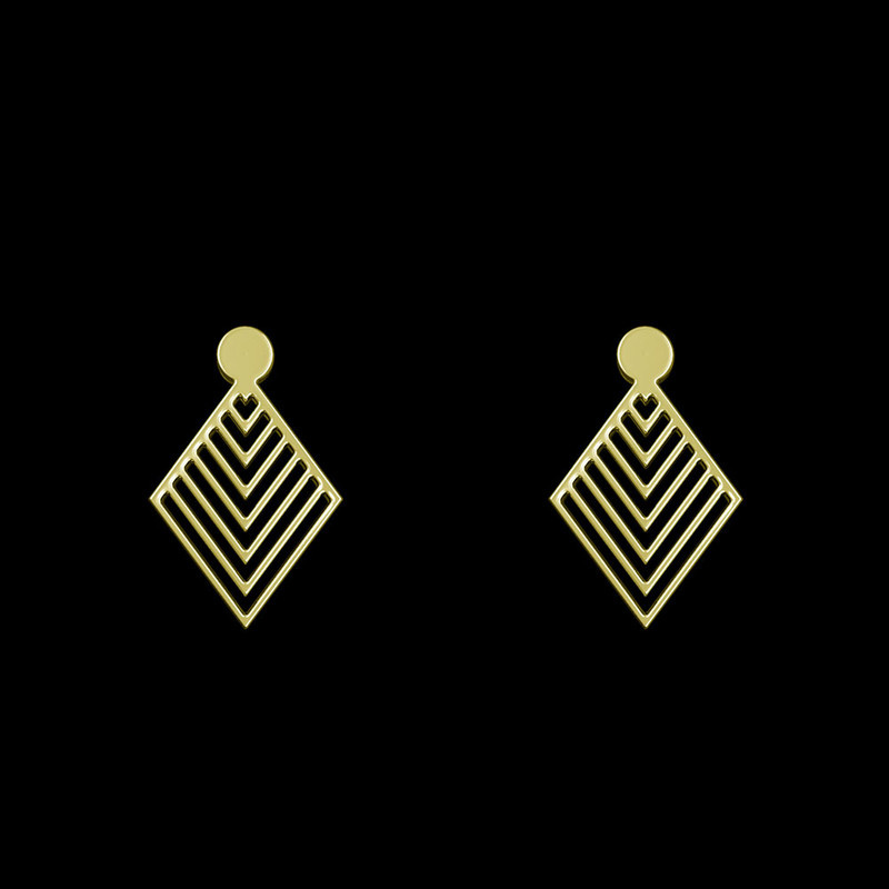 گوشواره طلا 18 عیار زنانه مدوپد مدل لوزی کد GA1-10218