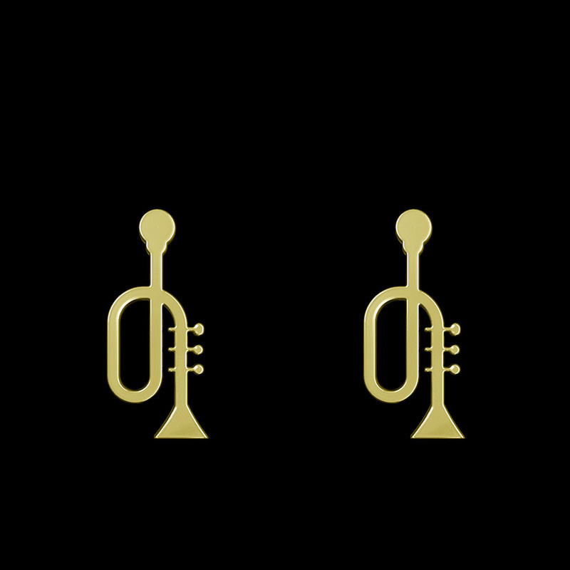 گوشواره طلا 18 عیار زنانه مدوپد مدل ترمپت کد GA1-10234