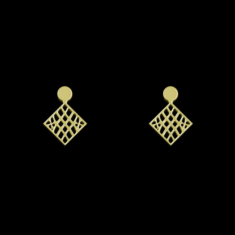 گوشواره طلا 18 عیار زنانه مدوپد مدل لوزی کد GA1-10610