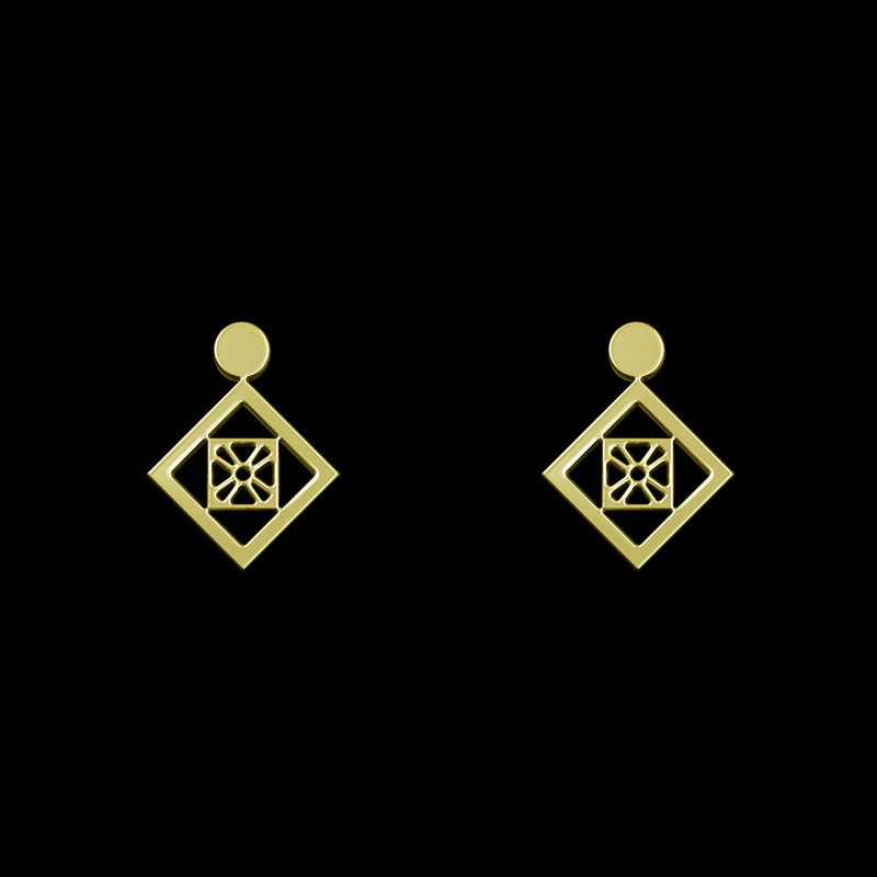 گوشواره طلا 18 عیار زنانه مدوپد مدل لوزی کد GA1-10647