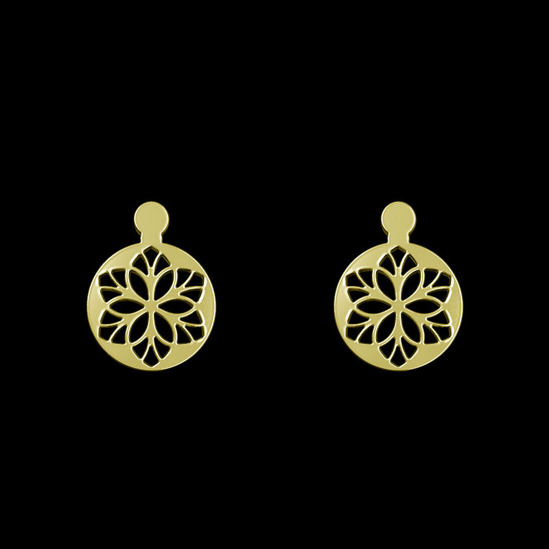 گوشواره طلا 18 عیار زنانه مدوپد مدل گل کد GA1-10856