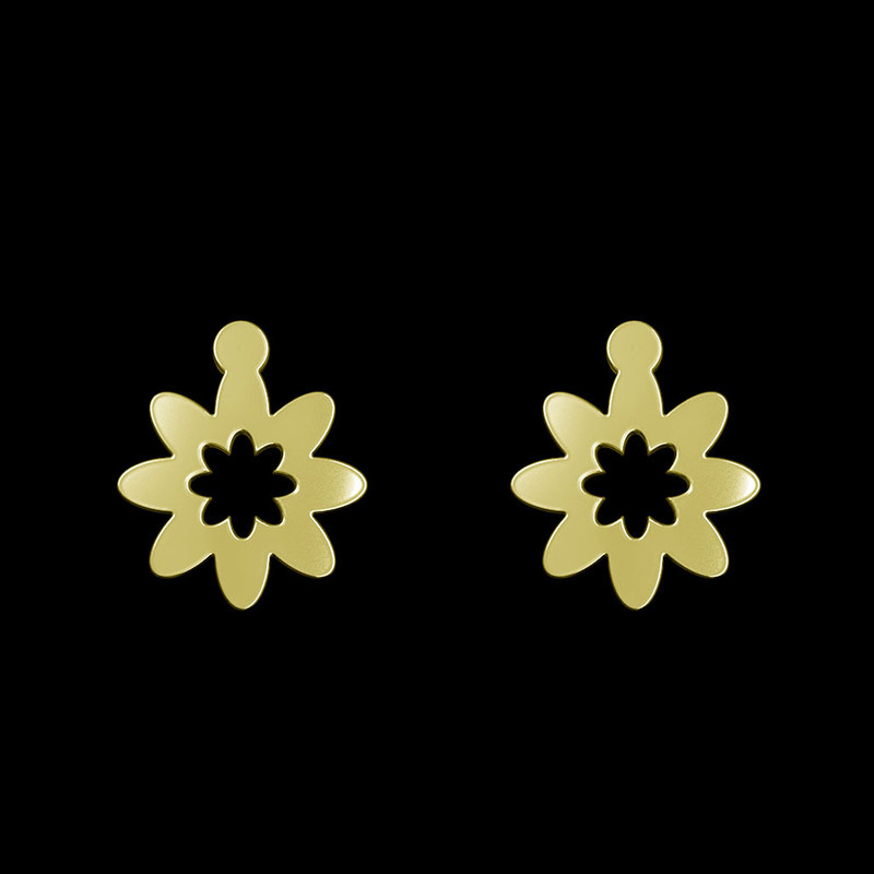 گوشواره طلا 18 عیار زنانه مدوپد مدل گل کد GA1-10913