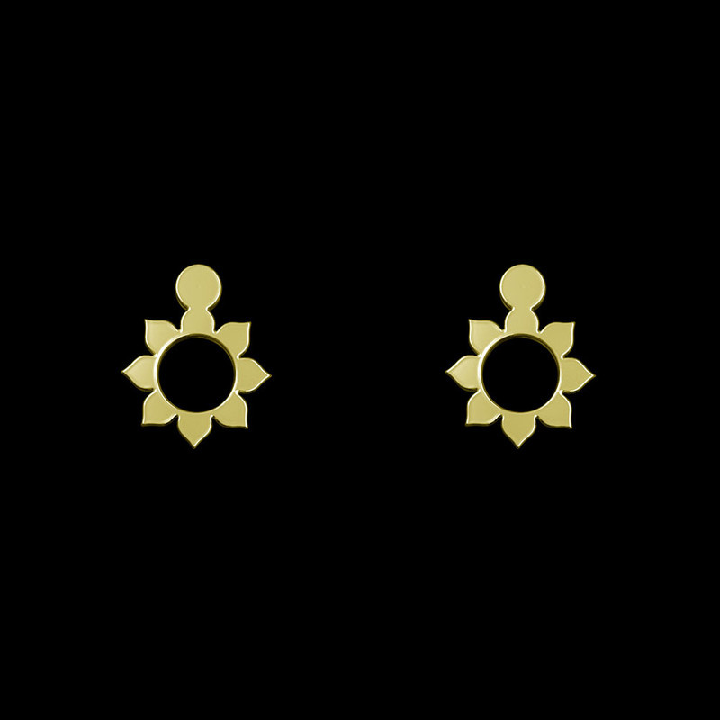 گوشواره طلا 18 عیار زنانه مدوپد مدل گل کد GA1-10933