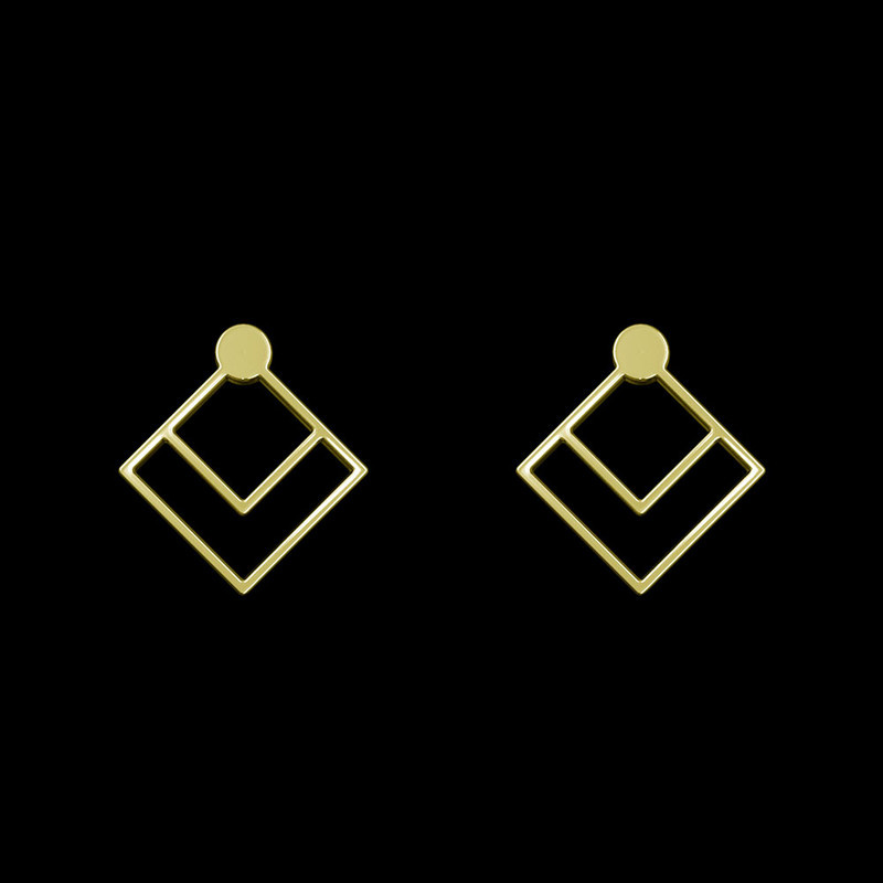 گوشواره طلا 18 عیار زنانه مدوپد مدل لوزی کد GA1-10983