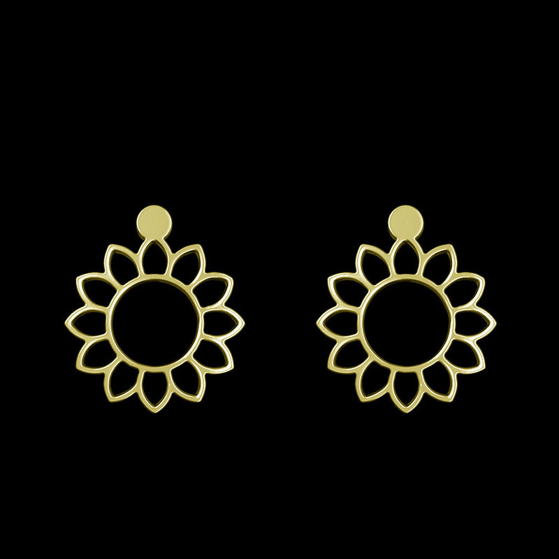 گوشواره طلا 18 عیار زنانه مدوپد مدل گل کد GA1-11116