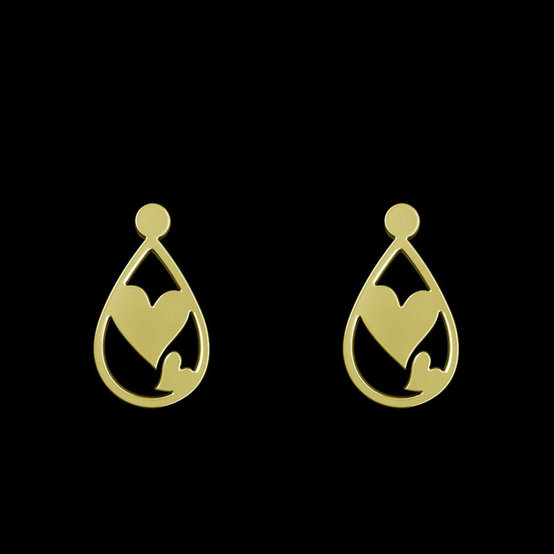 گوشواره طلا 18 عیار زنانه مدوپد مدل قلب کد GA1-11212