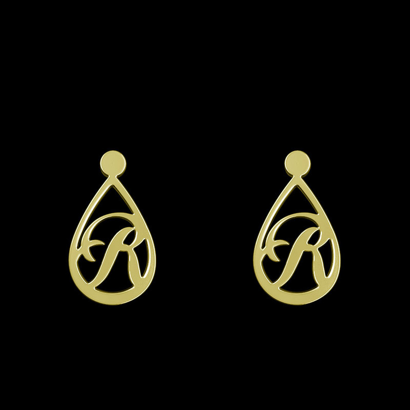 گوشواره طلا 18 عیار زنانه مدوپد مدل حرف r کد GA1-11241