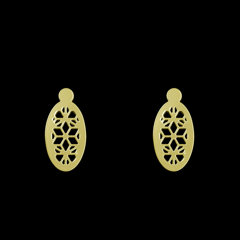 گوشواره طلا 18 عیار زنانه مدوپد مدل بیضی و گل کد GA1-11309 گوشواره طلا 18 عیار زنانه مدوپد مدل بیضی و گل کد GA1-11309