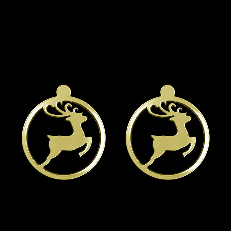 گوشواره طلا 18 عیار زنانه مدوپد مدل گوزن کریسمس کد GA1-11373