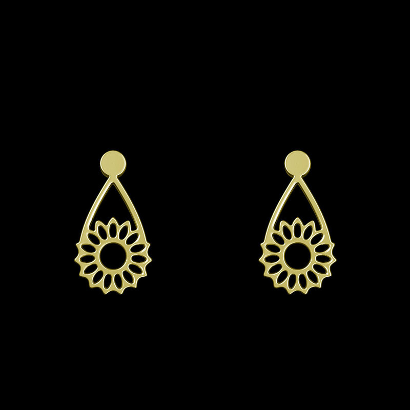 گوشواره طلا 18 عیار زنانه مدوپد مدل گل کد GA1-11514