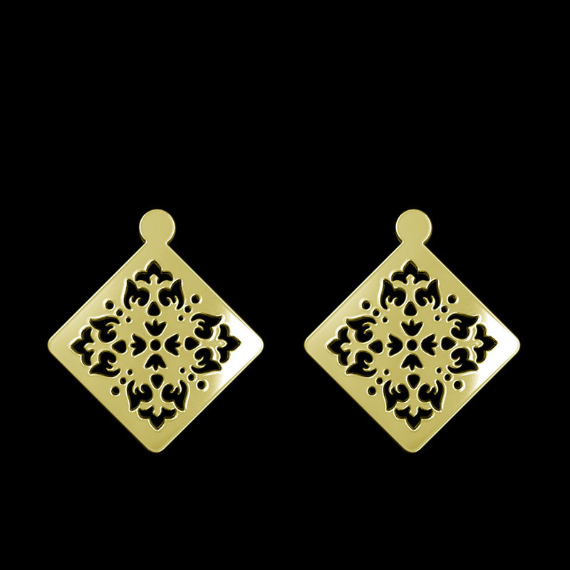 گوشواره طلا 18 عیار زنانه مدوپد مدل لوزی کد GA1-11523