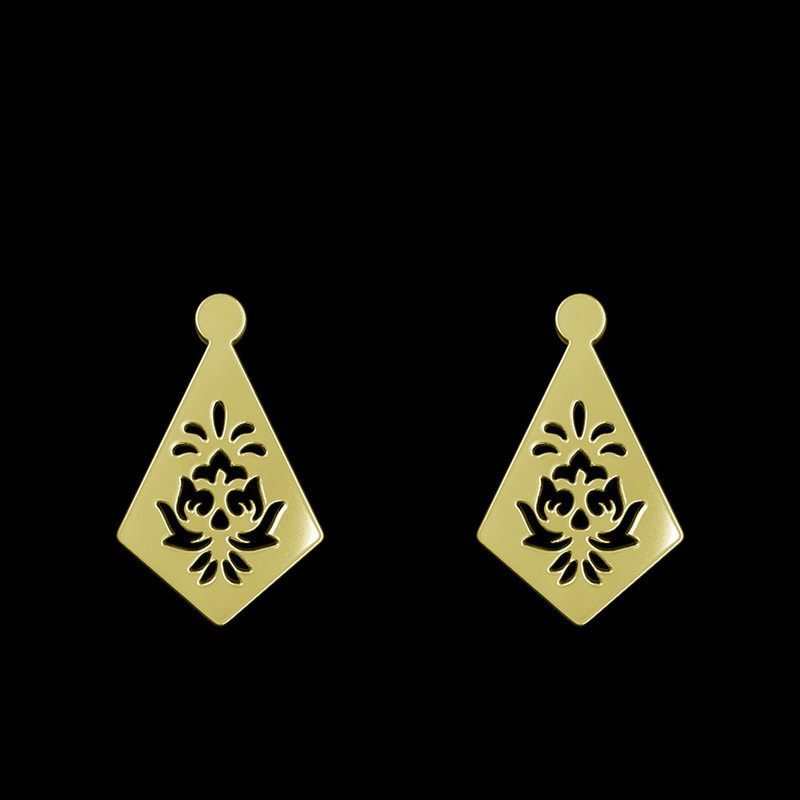 گوشواره طلا 18 عیار زنانه مدوپد مدل لوزی کد GA1-11541