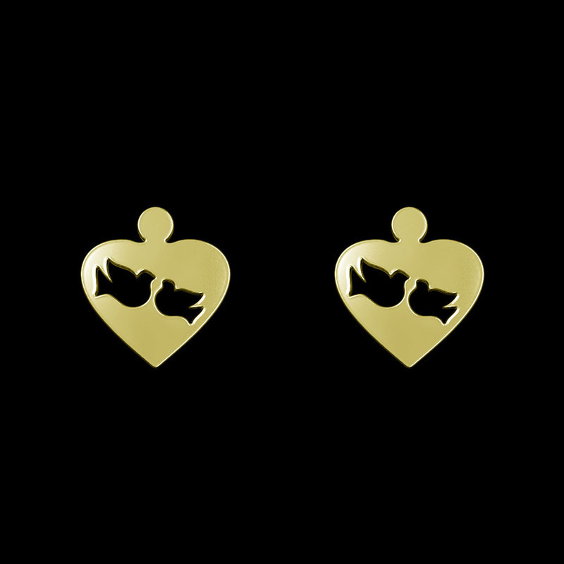 گوشواره طلا 18 عیار زنانه مدوپد مدل پرنده و قلب کد GA1-11718 گوشواره طلا 18 عیار زنانه مدوپد مدل پرنده و قلب کد GA1-11718