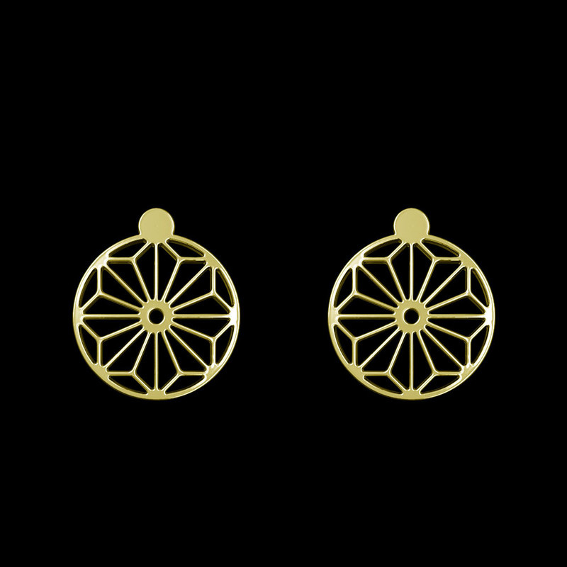 گوشواره طلا 18 عیار زنانه مدوپد مدل خورشید هندسی کد GA1-11816