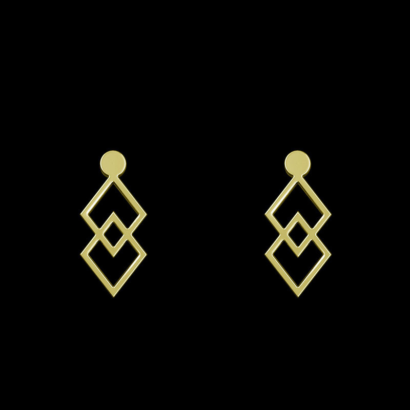 گوشواره طلا 18 عیار زنانه مدوپد مدل لوزی کد GA1-12037