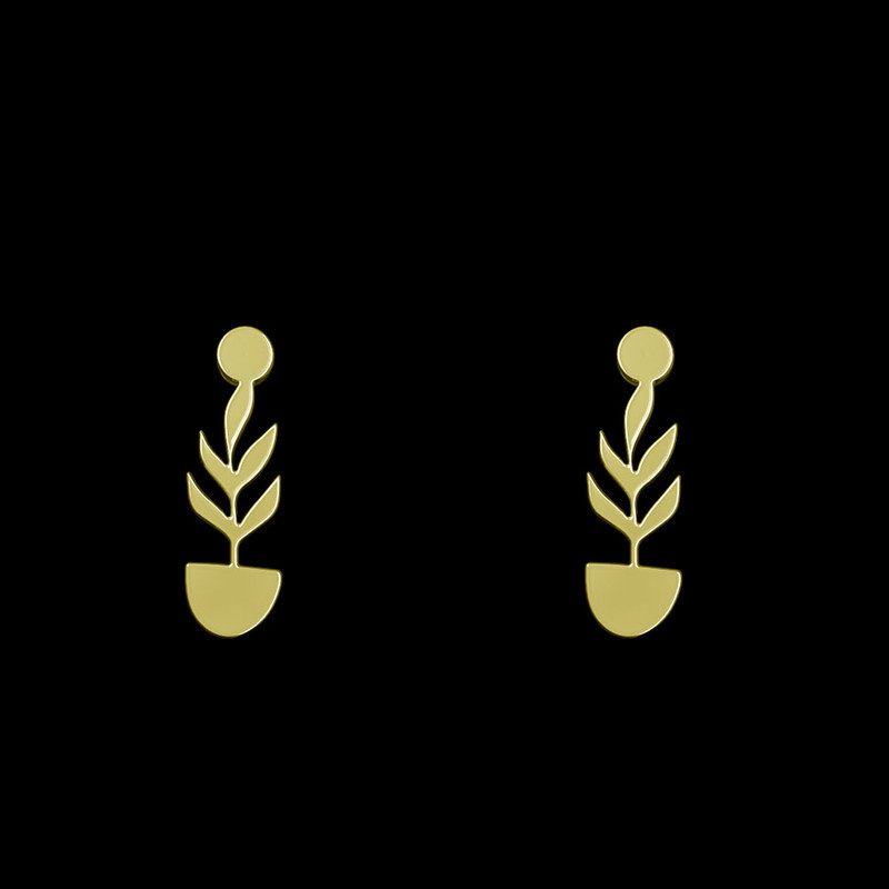 گوشواره طلا 18 عیار زنانه مدوپد مدل برگ کد GA1-12055