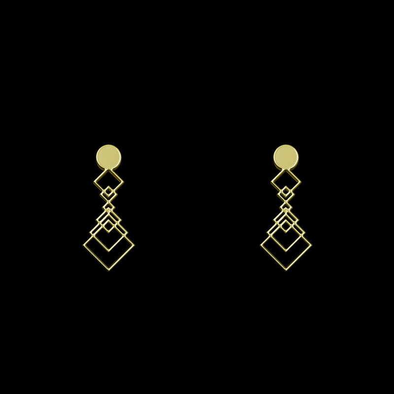 گوشواره طلا 18 عیار زنانه مدوپد مدل لوزی حلقه ای کد GA1-12169