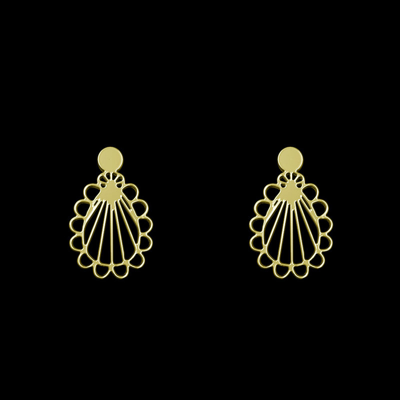 گوشواره طلا 18 عیار زنانه مدوپد مدل اسلیمی کد GA1-12210