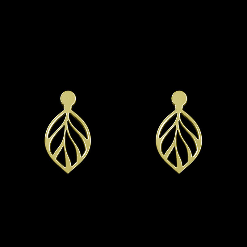 گوشواره طلا 18 عیار زنانه مدوپد مدل برگ کد GA1-12364