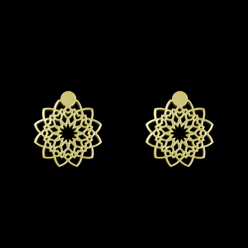 گوشواره طلا 18 عیار زنانه مدوپد مدل اسلیمی کد GA1-12425