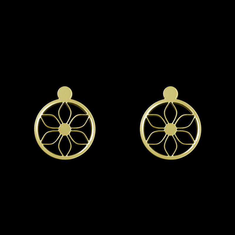 گوشواره طلا 18 عیار زنانه مدوپد مدل گل کد GA1-12496