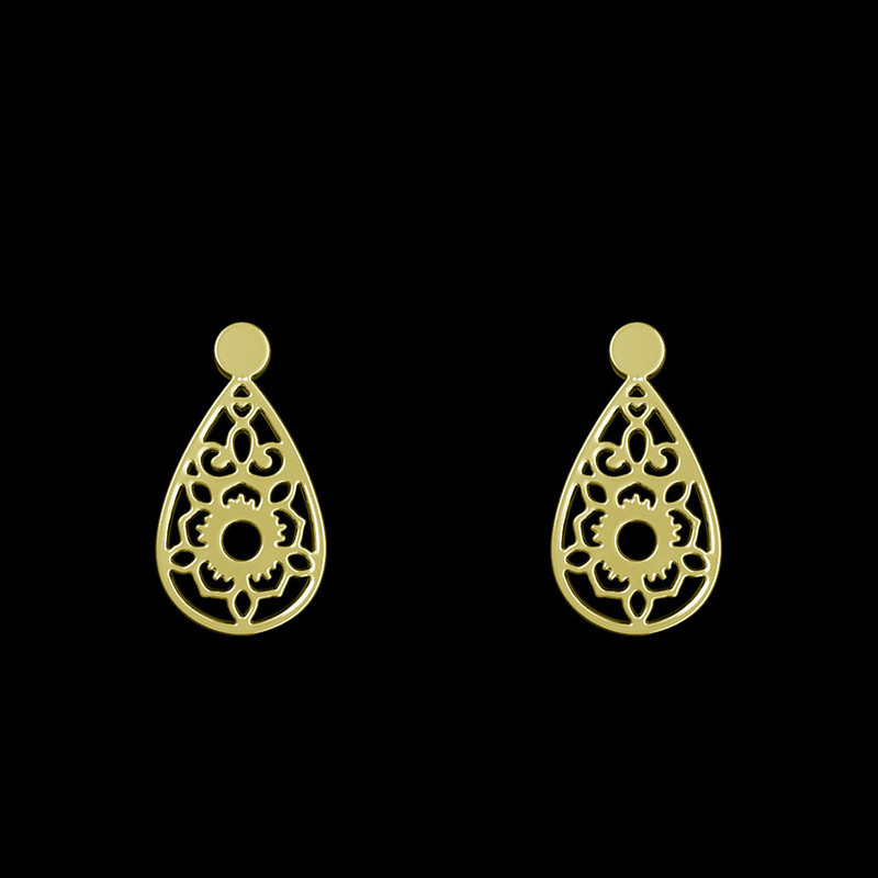 گوشواره طلا 18 عیار زنانه مدوپد مدل گل اسلیمی کد GA1-12716