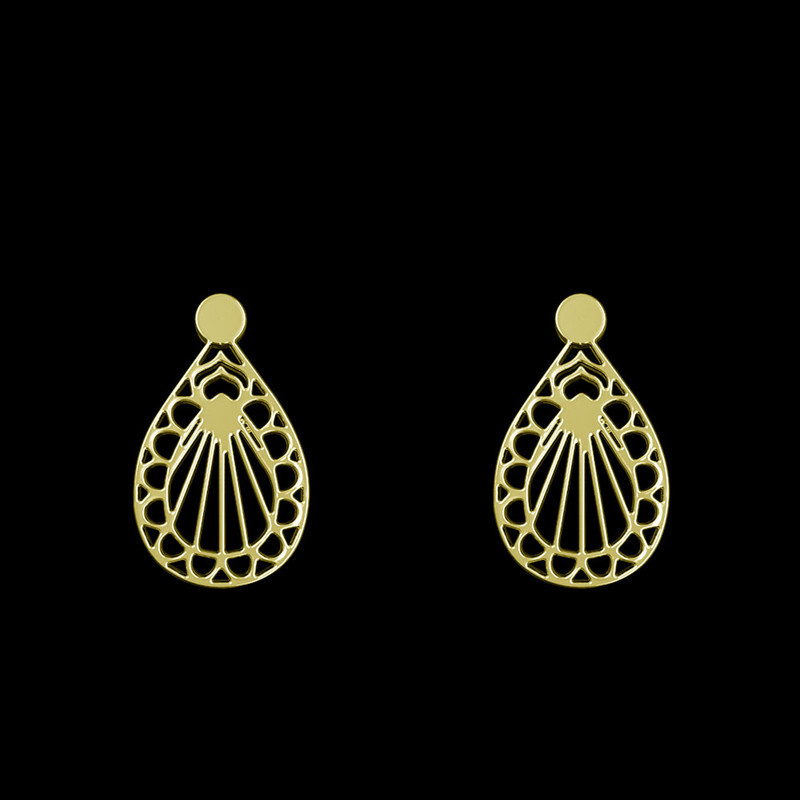 گوشواره طلا 18 عیار زنانه مدوپد مدل هندسی کد GA1-13175