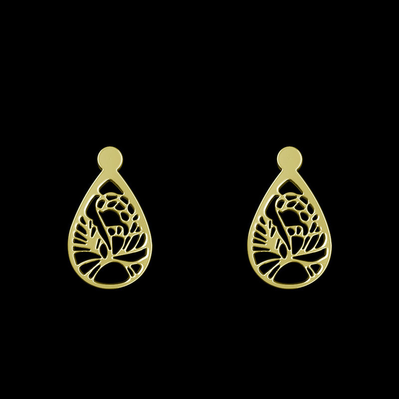 گوشواره طلا 18 عیار زنانه مدوپد مدل هندسی کد GA1-13535