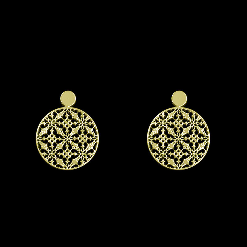 گوشواره طلا 18 عیار زنانه مدوپد مدل هندسی کد GA1-13637